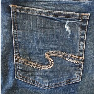 Silver Jeans Co Womens Cropped Jeans Distressed Blue Denim Selvedge Sz 31